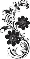 Unique Botanical Sketches Iconic Vector Emblem Sophisticated Hand Drawn Patterns Black Vector