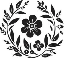 Ink Noir Botanical Whirl Handcrafted Floral Vectors Noir Floral Symphony Artistic Black Logo Icons