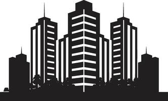 Metropolitan Core Multifloor Cityscape Vector Emblem Skyline Symphony Multifloor Urban Building Vector Icon