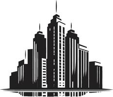 ciudad Sueños multipiso ciudad edificio vector emblema metropolitano alturas multipiso paisaje urbano vector icono diseño