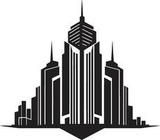 Cityline Tower Blueprint Multifloor Building in Vector Icon Design Urban Skyscraper Silhouette Multifloor Cityscape Vector Icon