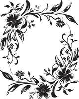 Sophisticated Frame Elegance Black Vector Frame Vintage Bloom Encompass Decorative Black Icon