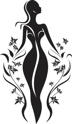 Clean Floral Beauty Black Hand Drawn Icon Whimsical Feminine Radiance Vector Face