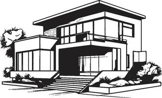 Firm Residence Symbol Thick House Sketch Emblem Vigorous Homestead Mark Bold House Design in Vector