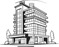 Urban Skyscraper Impression Cityscape Multifloor Vector Icon Downtown Tower Sketch Multifloor Building in Vector Logo
