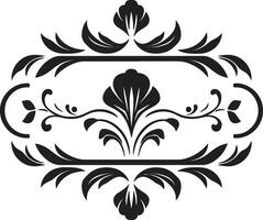 Symmetric Petal Art Black Tile Icon Vectorized Florals Geometric Logo Design vector