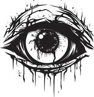 Macabre Eye of Terror Black Creepy Emblem Eerie Undead Gaze Black Vector Zombie Eye Emblem