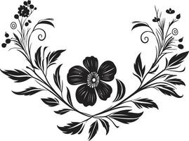 Organic Charm Hand Drawn Floral Emblem Botanical Strokes Hand Drawn Black Vector Logo