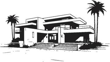 Contemporary Villa Icon Emblematic Structure in Vector Design Villa Design Blueprint Contemporary Architecture in Vector Icon