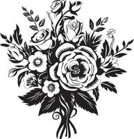 Gothic Bloom Ensemble Decorative Black Vector Emblem Harmonious Bouquet Posy Black Icon Design