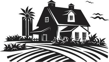 Rustic Farm Abode Mark Farmers House Vector Logo Rural Dwelling Impression Farmhouse Design in Vector Icon