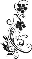 Artful Botanical Rendering Iconic Vector Logo Captivating Hand Drawn Compositions Black Vector