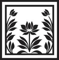 Structured Garden Geometric Floral Vector Icon Floral Gridwork Black Vector Tile Pattern