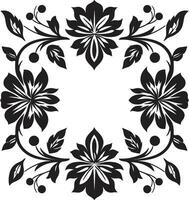 Geometric Botanicals Floral Pattern in Black Flower Tessellations Geometric Tile Icon vector