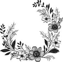 elegante noir jardín bocetos negro floral vectores tinta noir floración rollos mano dibujado vector logos
