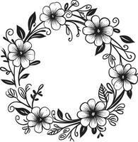 Modern Wedding Bouquet Black Floral Icon Design Artistic Wreath Detail Elegant Vector Logo Element