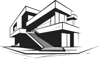 Twin Residence Concept Sketch Design for Duplex House Double Domicile Sketch Vector Logo for Duplex Design