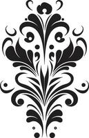 Intricate Noir Whirls Hand Rendered Vector Emblem Sleek Floral Beauty Hand Drawn Black Vector Icon