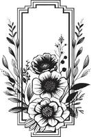 resumen noir floraciones mano prestados vector diseño elegante floral bocetos negro minimalista icono elemento