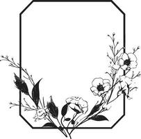 Minimalistic Floral Outlines Iconic Logo Design Abstract Noir Blooms Hand Rendered Vector Icon