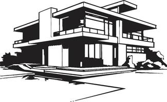 Sophisticated Living Symbol Modern House Idea Vector Icon Contemporary Abode Mark Stylish House Design Vector Icon