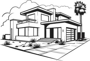 Duplex Blueprint Sketch House Design Vector Logo Symmetrical Duplex Vision Sketch Idea in Vector Icon