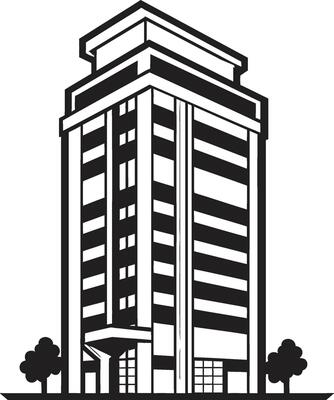 Downtown Skylinescape Multifloral Building in Vector Icon Urban Heights Fusion Multifloor Cityscape Vector Design