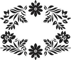 Abstract Petal Arrangement Black Vector Tile Icon Botanical Tessellations Geometric Floral Pattern