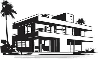 Urban Chic Dwell Stylish Modern House Design Vector Emblem Trendy Habitat Mark Modern House Design Vector Logo
