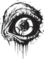 Chilling Undead Sight Black Zombie Eye Logo Disturbing Zombie Gaze Creepy Black Vector