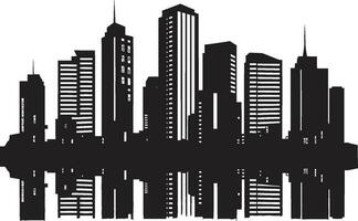 Cityline Tower Silhouette Multifloor Building in Vector Logo Metropolitan Heights Sketch Cityscape Multifloor Vector Icon