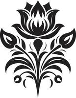 Sophisticated Floral Abstraction Minimal Hand Rendered Icon Abstract Petal Design Sleek Black Vector Icon
