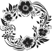 Abstract Wedding Bloom Black Artistic Emblem Elegant Wedding Wreath Artistic Vector Icon Design