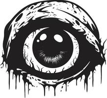 misterioso inquietante vistazo negro zombi icono aterrador zombi mirar fijamente Siniestro ojo emblema vector