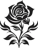 Chic Single Bloom Handcrafted Black Vector Clean Artistic Whirl Simple Black Emblem