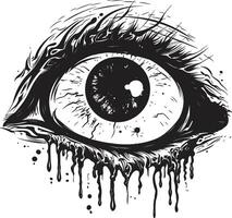 aterrador zombi mirar fijamente Siniestro ojo emblema siniestro mirada negro vector de miedo ojo