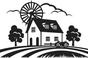 Agrarian Homestead Emblem Farmhouse Design Vector Icon Rustic Farm Abode Mark Farmers House Vector Logo