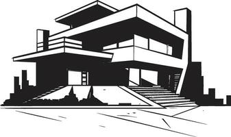 Futuristic Residence Icon House Idea Design in Vector Modern Housing Mark Architecture Idea Vector Logo