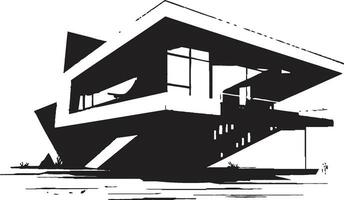 futurista morada contorno moderno casa bosquejo vector emblema arquitectónico visionarios negrita casa bosquejo diseño en vector logo