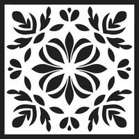 Floral Tessellations Geometric Tile Icon Structured Mosaic Black Vector Floral Icon