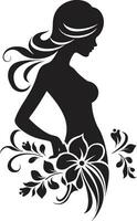 Sophisticated Bloom Aura Handcrafted Emblem Abstract Flora Fusion Black Artistic Face Emblem vector