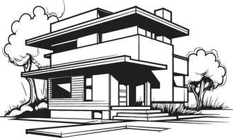 Double Residence Concept Sketch Idea for Duplex House Design Twin Home Innovation Sketch Icon for Duplex House Design vector
