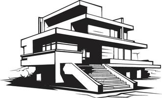 Double Living Vision Sketch Idea for Duplex House Icon Twin Residence Sketch Duplex Design Vector Logo Impression