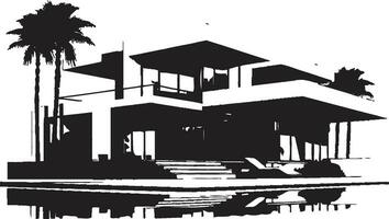 Contemporary Villa Icon Emblematic Structure in Vector Design Villa Design Blueprint Contemporary Architecture in Vector Icon