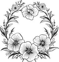Sophisticated Blooms Vector Logo with Black Frame Floral Symphony Ornate Frame Logo in Black