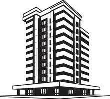 Metropolis Silhouette Multifloor Cityscape Vector Emblem Downtown Skylinescape Multifloral Building in Vector Icon