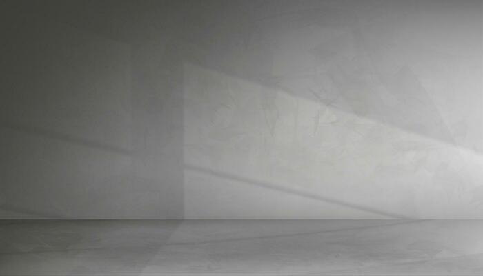 Studio Background Wall Grey Cement with floor ground,Concrete wall texture with light,shadow window effect,Vecor 3d Backdrop Empty Room mockup with copy space, Banner for cosmetic product presentation