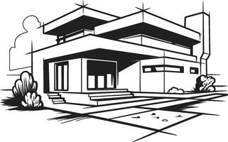 Twin Residence Concept Sketch Design for Duplex House Double Domicile Sketch Vector Logo for Duplex Design