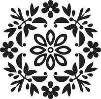 Petal Patterns Black Vector Florals Geometric Floral Elegance Tile Icon Design