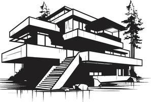 Modern Habitat Vision Residential Property Design Vector Icon Contemporary Dwelling Mark Modern Property Design Vector Logo